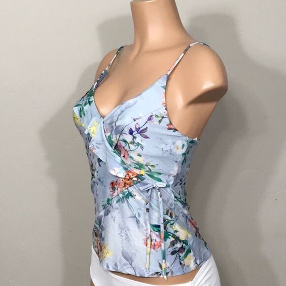 BECCA faux wrap floral tankini top. New - Picture 2 of 10